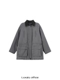 LoalaOffice_100_Percent_Cotton_Loose_Utility_Workwear_Zip_Lapel_Women_Gray_Outerwear_MISSTT