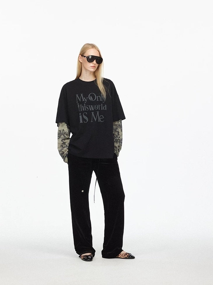 LoalaOffice 100 Percent Cotton Soft Loose American Patchwork Camo Print Women Tops