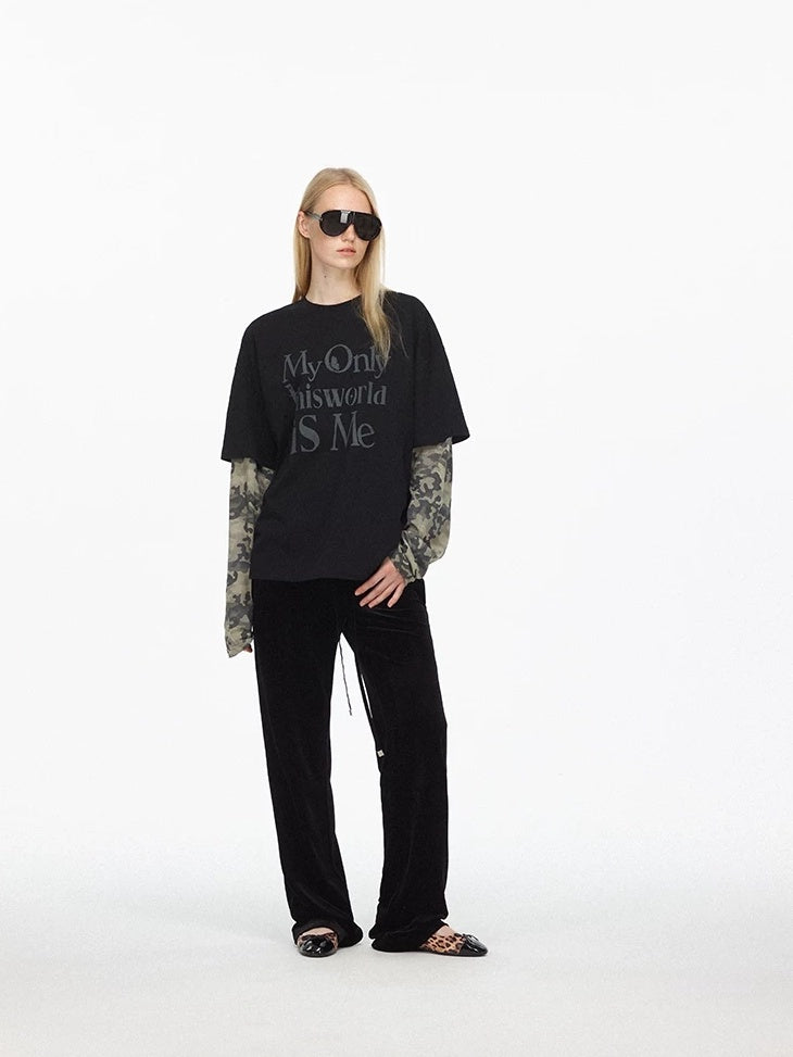 LoalaOffice 100 Percent Cotton Soft Loose American Patchwork Camo Print Women Tops