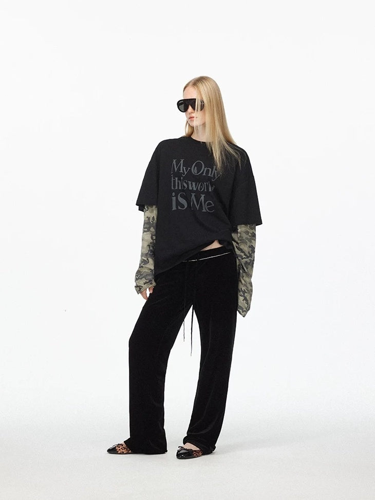 LoalaOffice 100 Percent Cotton Soft Loose American Patchwork Camo Print Women Tops