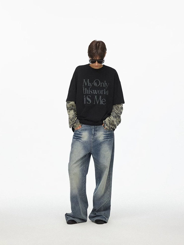 LoalaOffice 100 Percent Cotton Soft Loose American Patchwork Camo Print Women Tops