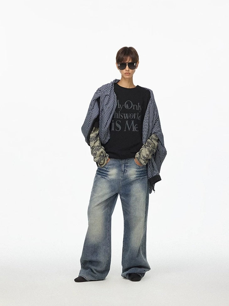 LoalaOffice 100 Percent Cotton Soft Loose American Patchwork Camo Print Women Tops