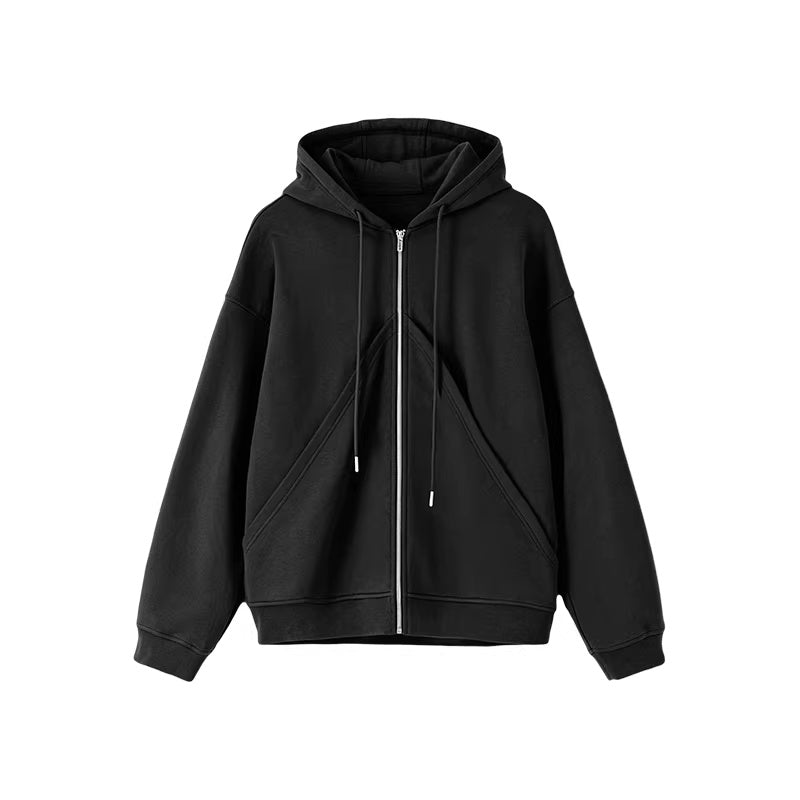LoalaOffice_100_Percent_Cotton_Street_Loose_Fit_Hooded_Zip_Cardigan_Women_Black_Outerwear_MISSTT