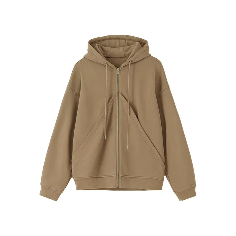 LoalaOffice_100_Percent_Cotton_Street_Loose_Fit_Hooded_Zip_Cardigan_Women_Black_Outerwear_MISSTT