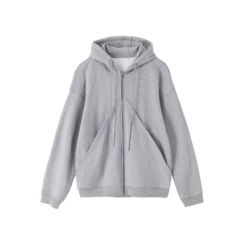 LoalaOffice_100_Percent_Cotton_Street_Loose_Fit_Hooded_Zip_Cardigan_Women_Black_Outerwear_MISSTT