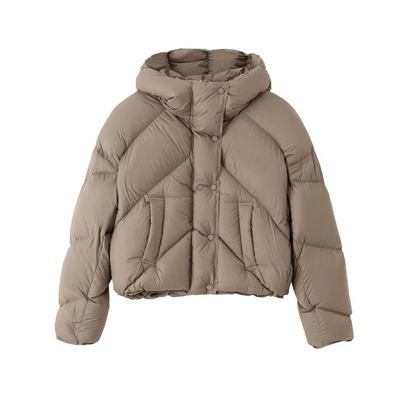 LoalaOffice_90%_White_Duck_Down_Hooded_Short_Straight_Fit_Street_Women_Jacket_Outerwear_MISSTT