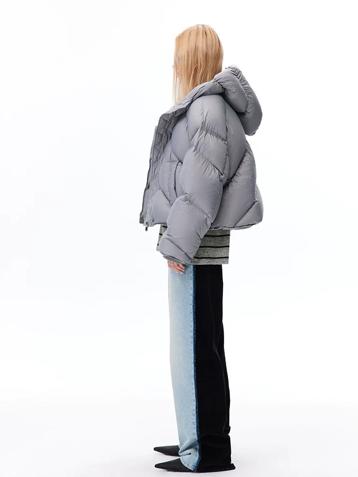 LoalaOffice 90% White Duck Down Hooded Short Straight Fit Street Women Jacket Outerwear