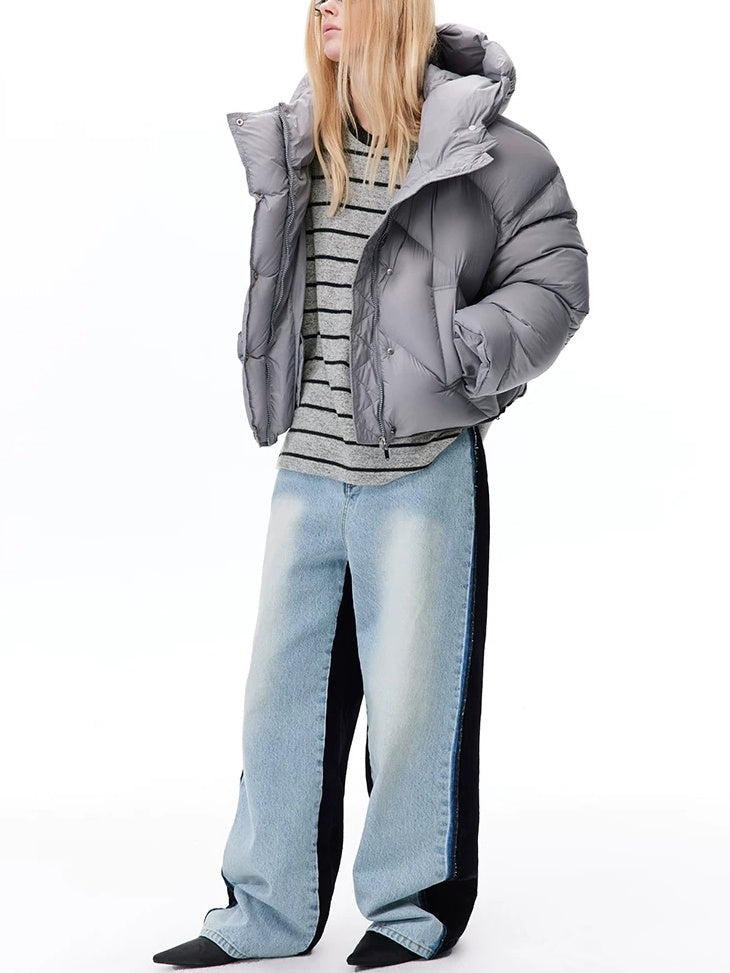 LoalaOffice 90% White Duck Down Hooded Short Straight Fit Street Women Jacket Outerwear