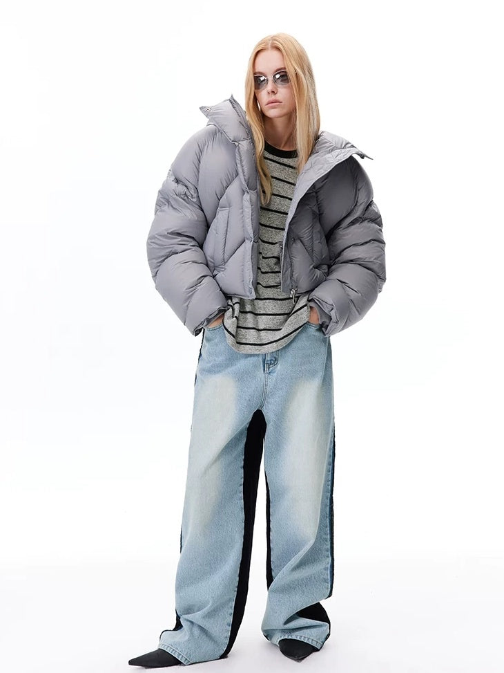 LoalaOffice 90% White Duck Down Hooded Short Straight Fit Street Women Jacket Outerwear