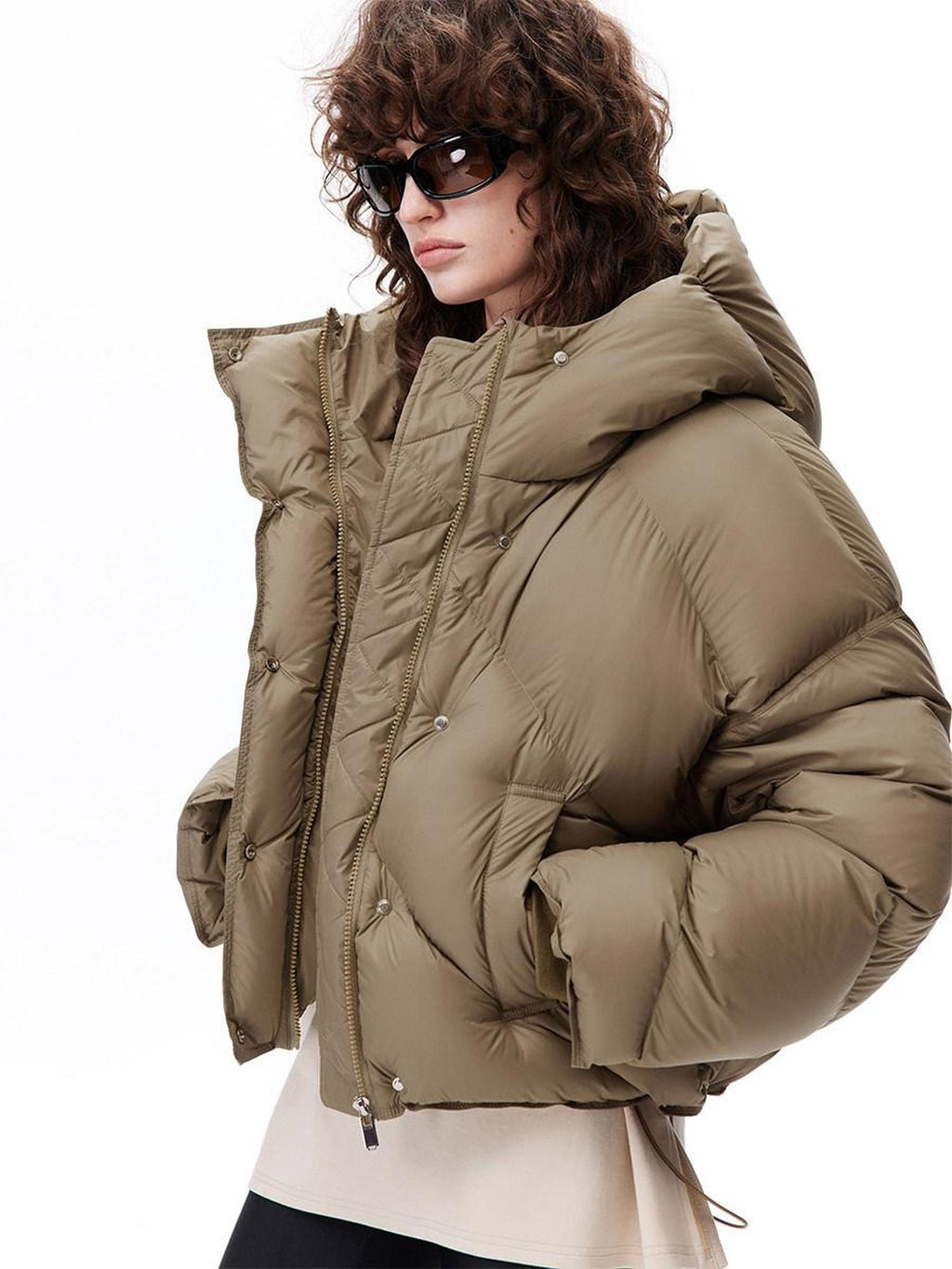 LoalaOffice 90% White Duck Down Hooded Short Straight Fit Street Women Jacket Outerwear