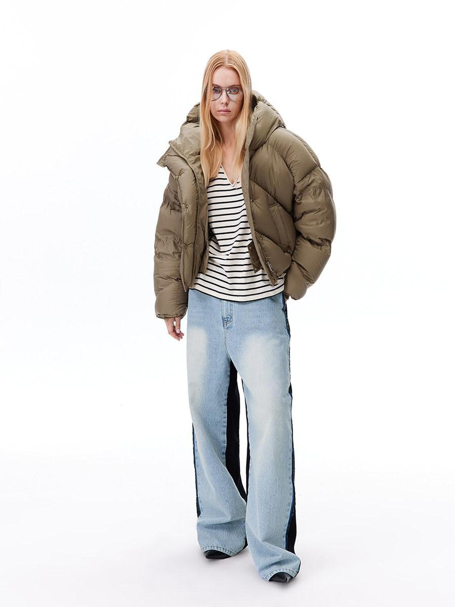 LoalaOffice 90% White Duck Down Hooded Short Straight Fit Street Women Jacket Outerwear