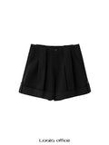 LoalaOffice_Asymmetric_Low_Rise_Button_Straight_Cut_Workwear_Women_Shorts_Polyblend_Bottoms_MISSTT