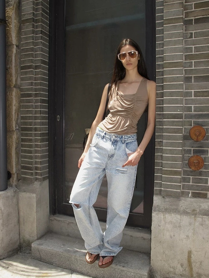 LoalaOffice Backless Cotton Stretch Straight Fit Original Pullover Women Tank Top Tops