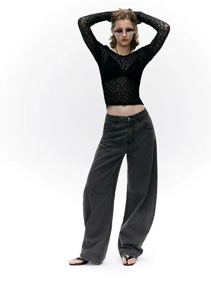 LoalaOffice Backless Slim Fit Casual Pullover Long Sleeve Low Scoop Neck Nylon Women Tops