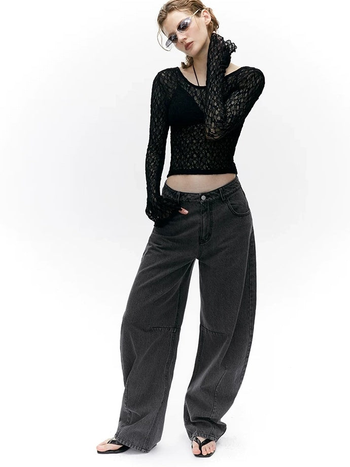 LoalaOffice Backless Slim Fit Casual Pullover Long Sleeve Low Scoop Neck Nylon Women Tops