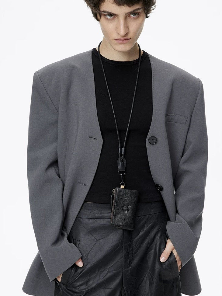 LoalaOffice Black Genuine Leather Hoodie Boxy European Streetwear Women Youth Casual Tops