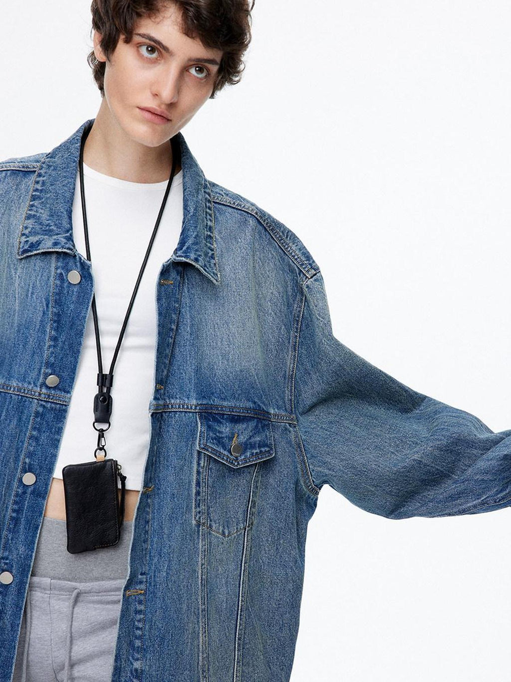 LoalaOffice Black Genuine Leather Hoodie Boxy European Streetwear Women Youth Casual Tops