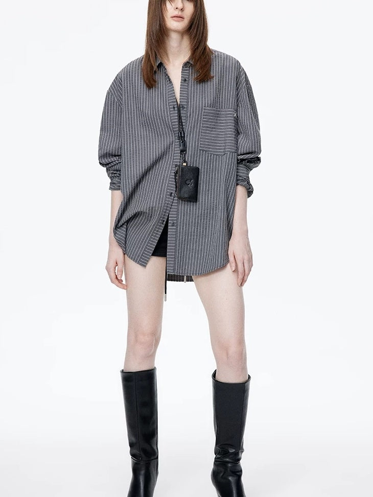 LoalaOffice Black Genuine Leather Hoodie Boxy European Streetwear Women Youth Casual Tops