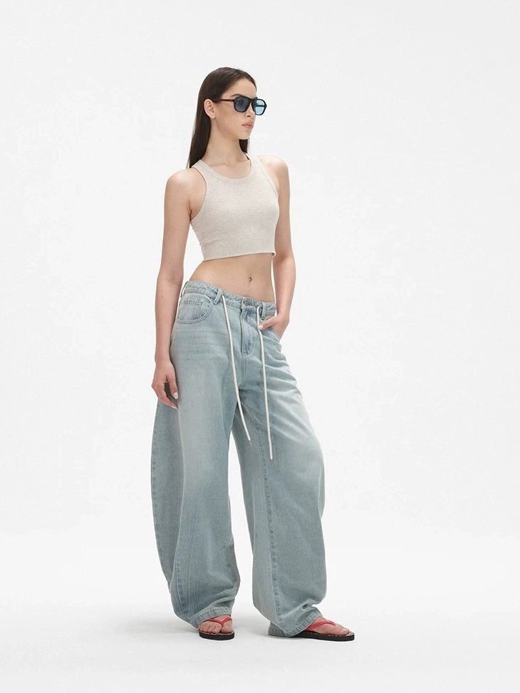 LoalaOffice Breathable Cotton Blend Cropped Strappy Office Heather Gray Tank Tops