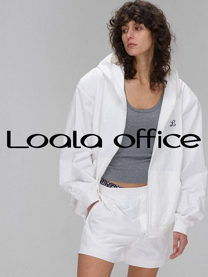 LoalaOffice Breathable Cotton Blend Hooded Zip Loose Fit Original Design Women Outerwear