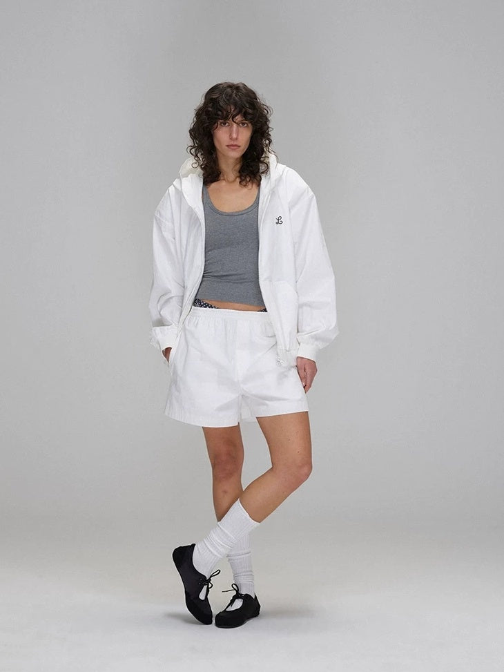 LoalaOffice Breathable Cotton Blend Hooded Zip Loose Fit Original Design Women Outerwear