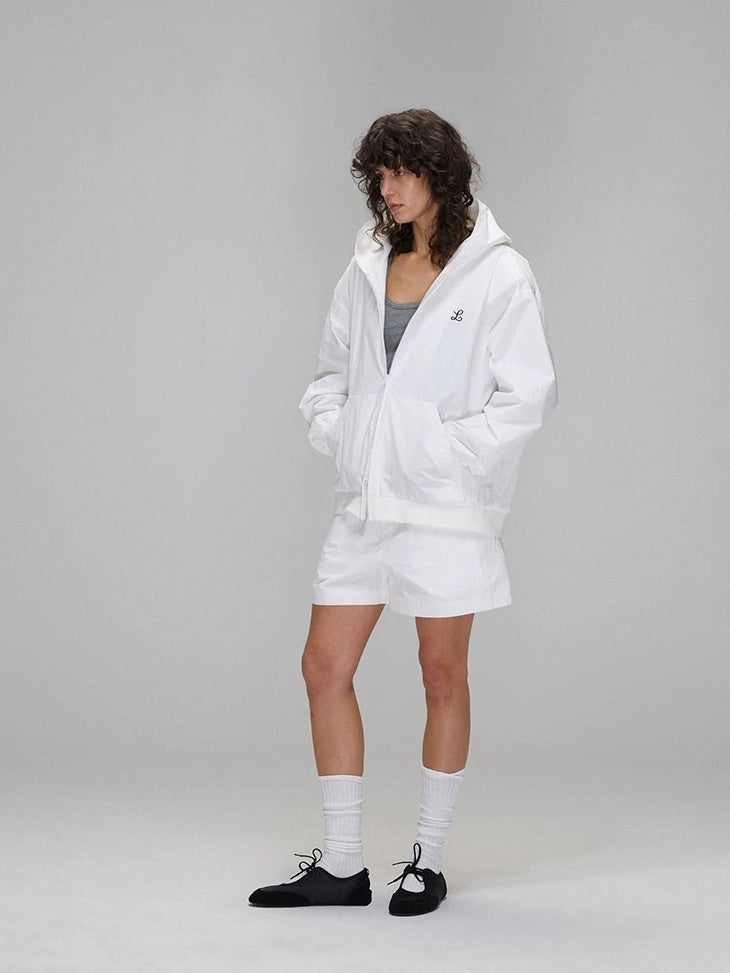 LoalaOffice Breathable Cotton Blend Hooded Zip Loose Fit Original Design Women Outerwear