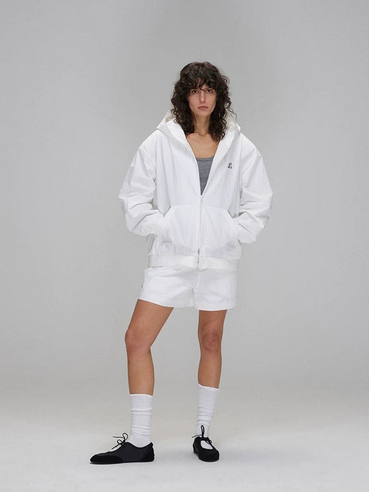 LoalaOffice Breathable Cotton Blend Hooded Zip Loose Fit Original Design Women Outerwear