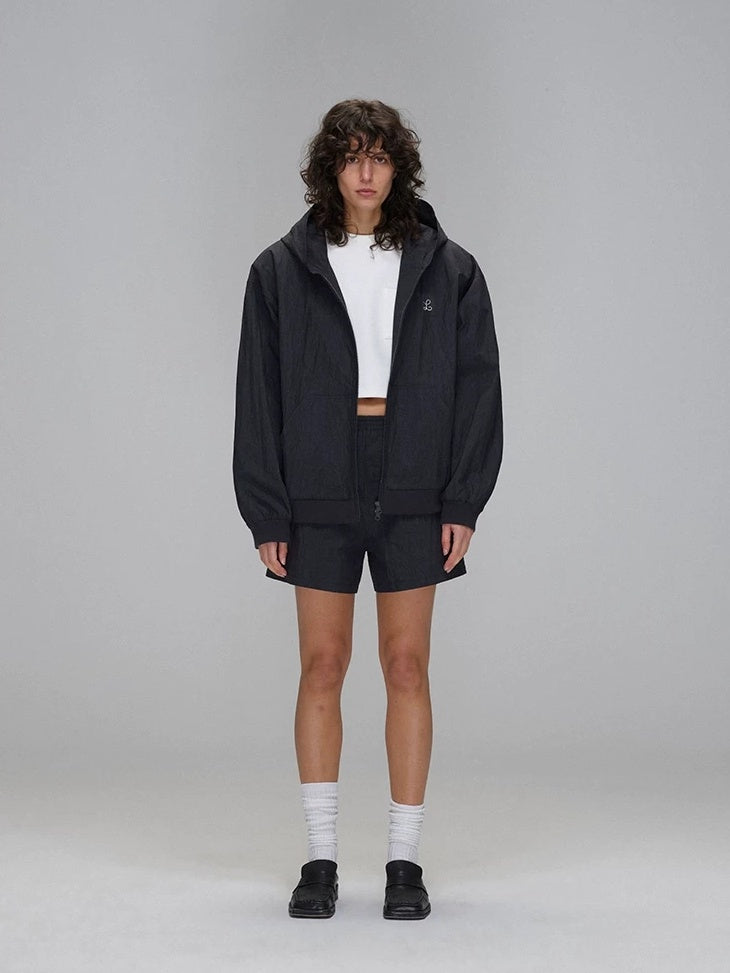 LoalaOffice Breathable Cotton Blend Hooded Zip Loose Fit Original Design Women Outerwear