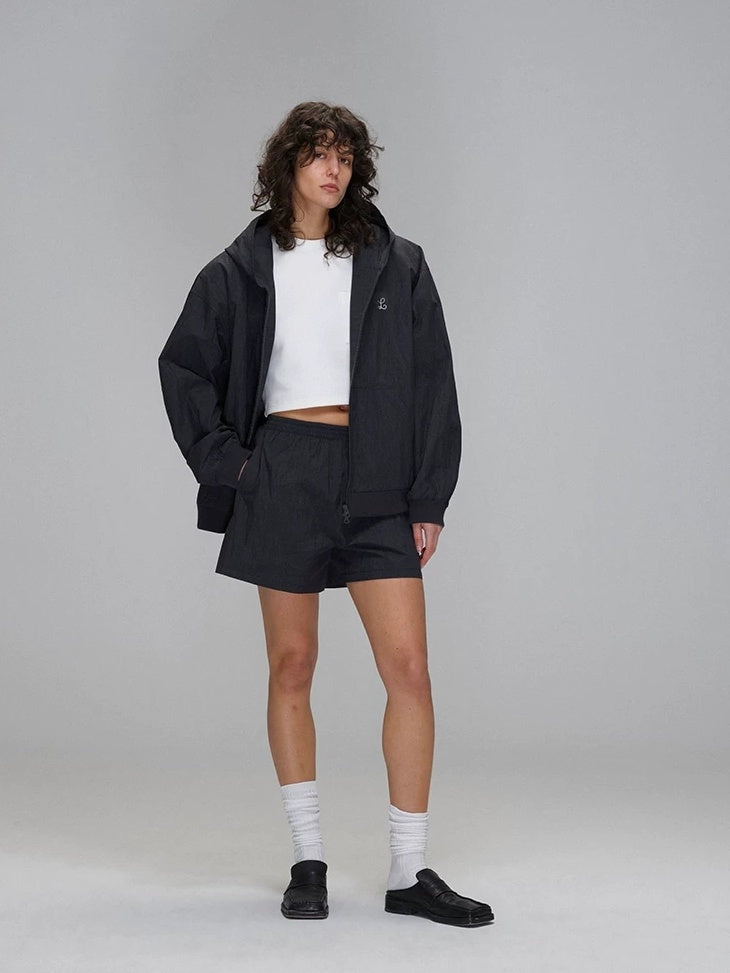 LoalaOffice Breathable Cotton Blend Hooded Zip Loose Fit Original Design Women Outerwear