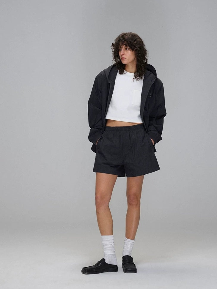 LoalaOffice Breathable Cotton Blend Hooded Zip Loose Fit Original Design Women Outerwear