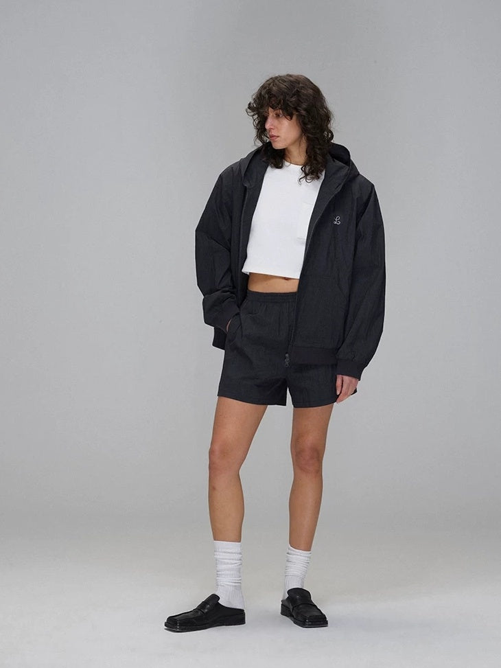 LoalaOffice Breathable Cotton Blend Hooded Zip Loose Fit Original Design Women Outerwear