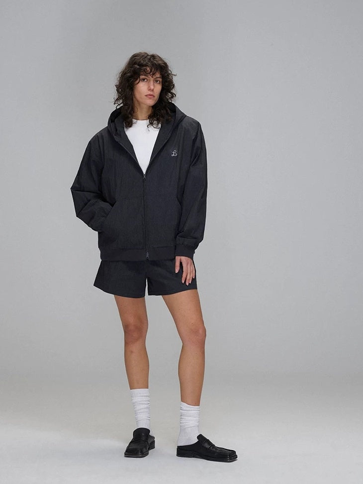 LoalaOffice Breathable Cotton Blend Hooded Zip Loose Fit Original Design Women Outerwear