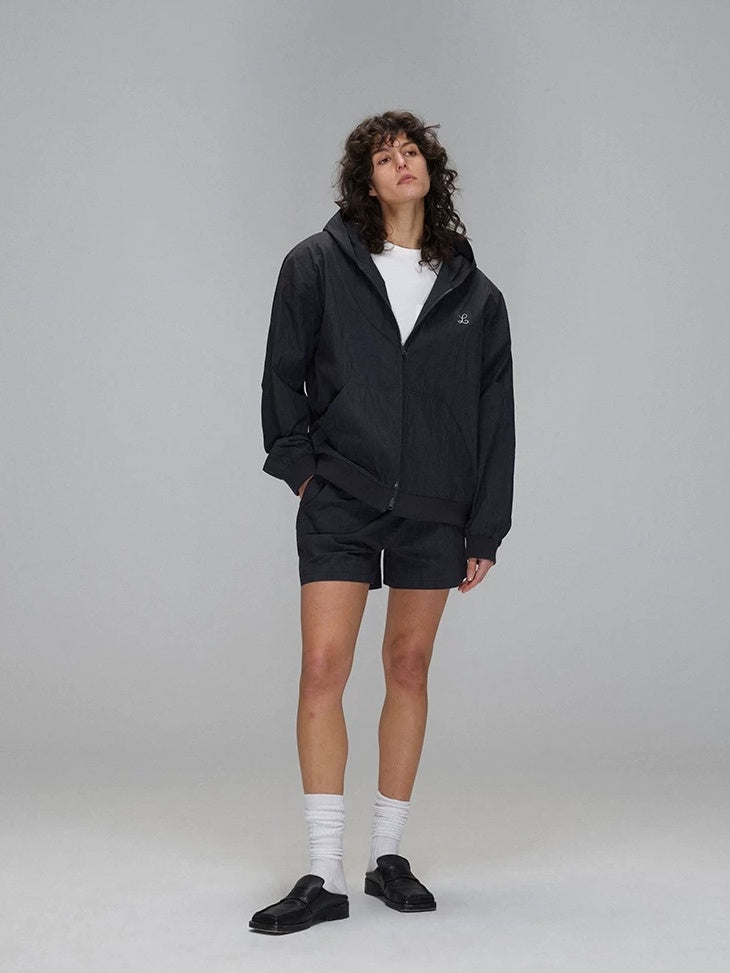 LoalaOffice Breathable Cotton Blend Hooded Zip Loose Fit Original Design Women Outerwear