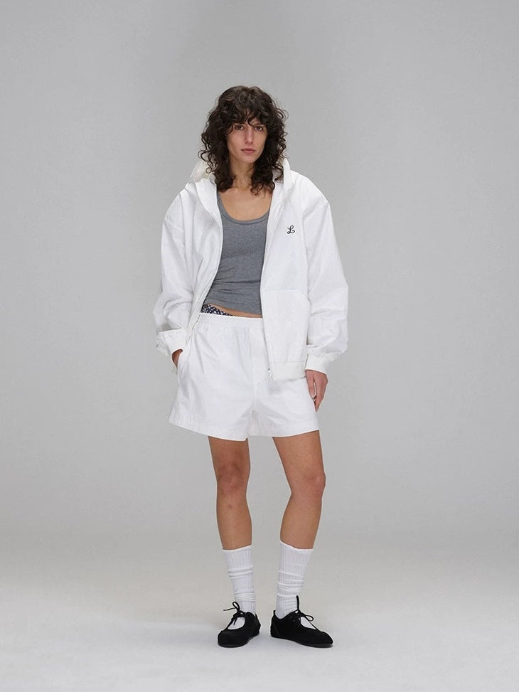 LoalaOffice Breathable Cotton Blend Hooded Zip Loose Fit Original Design Women Outerwear