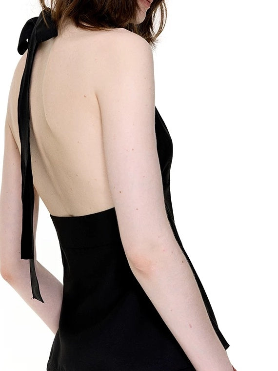 LoalaOffice Original Design Padded Halter Tank Slim Fit Polyester Blend Women Layering Tops