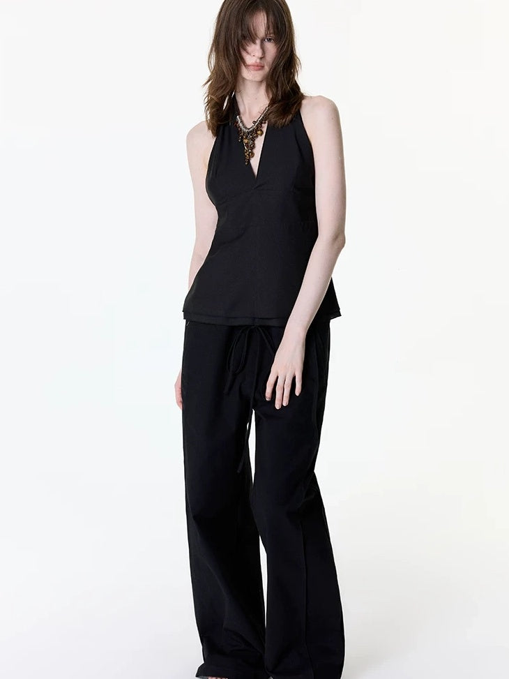LoalaOffice Original Design Padded Halter Tank Slim Fit Polyester Blend Women Layering Tops