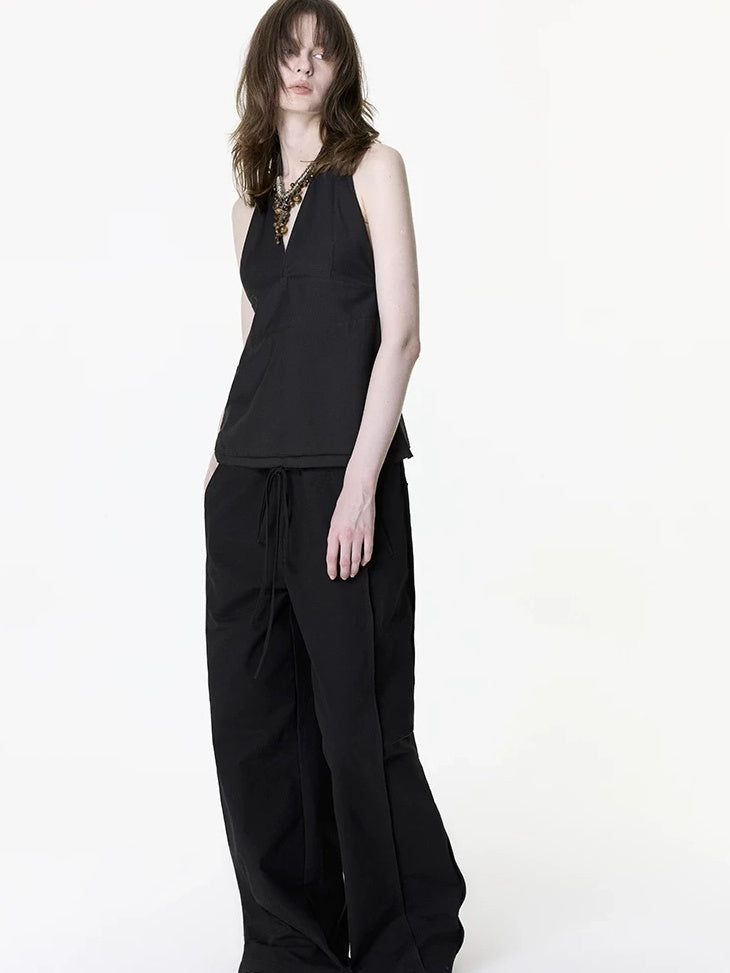 LoalaOffice Original Design Padded Halter Tank Slim Fit Polyester Blend Women Layering Tops