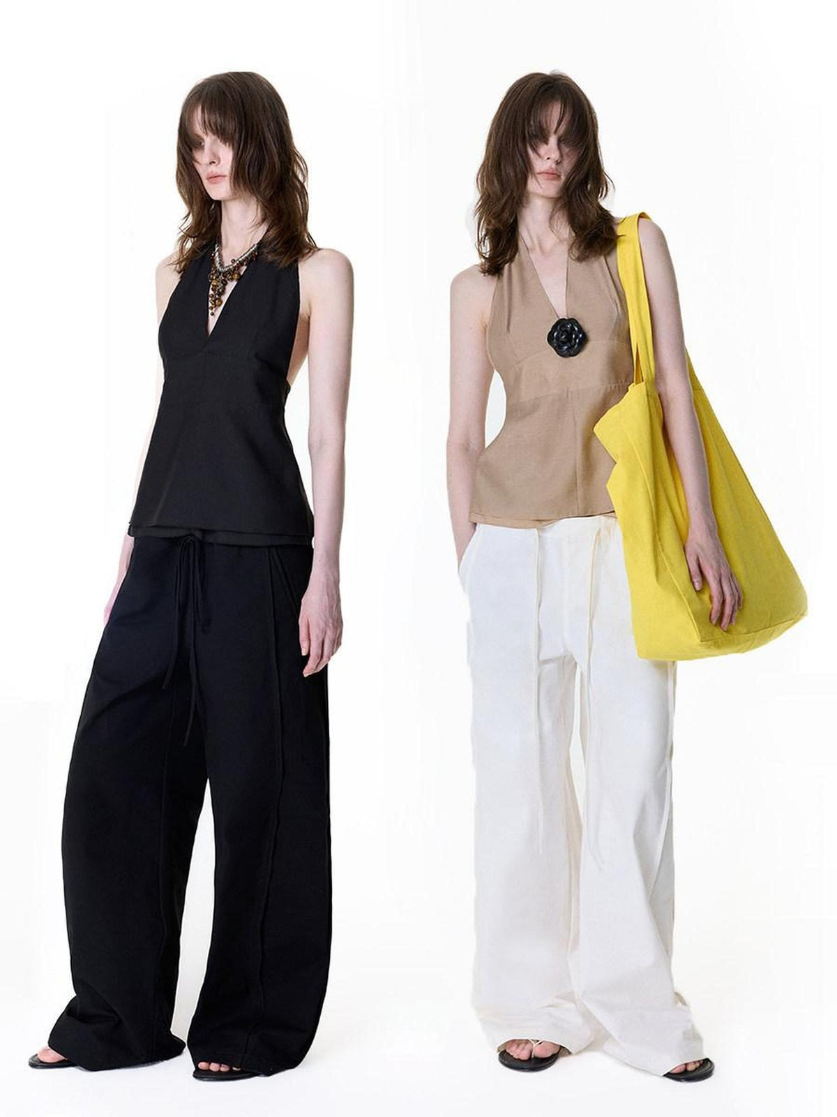 LoalaOffice Original Design Padded Halter Tank Slim Fit Polyester Blend Women Layering Tops