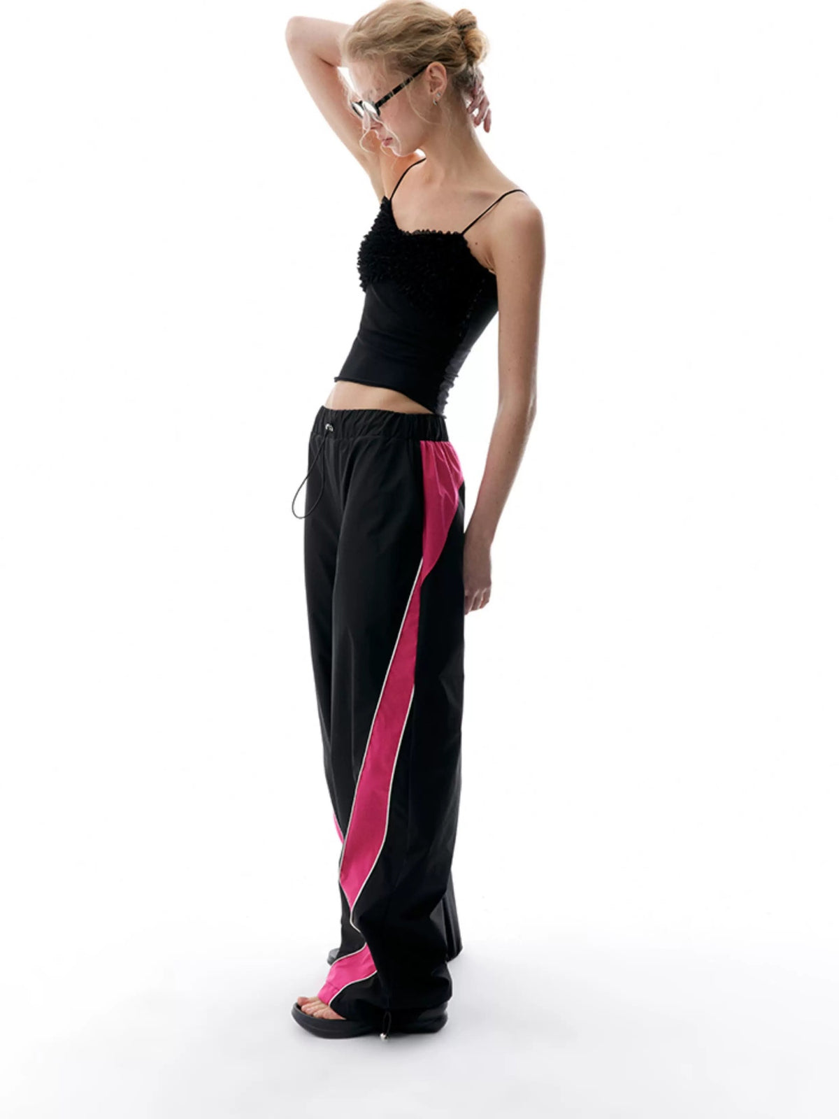 LoalaOffice Original Mesh Padded Lettuce Trim Fitted Cropped Camisole Women Tops