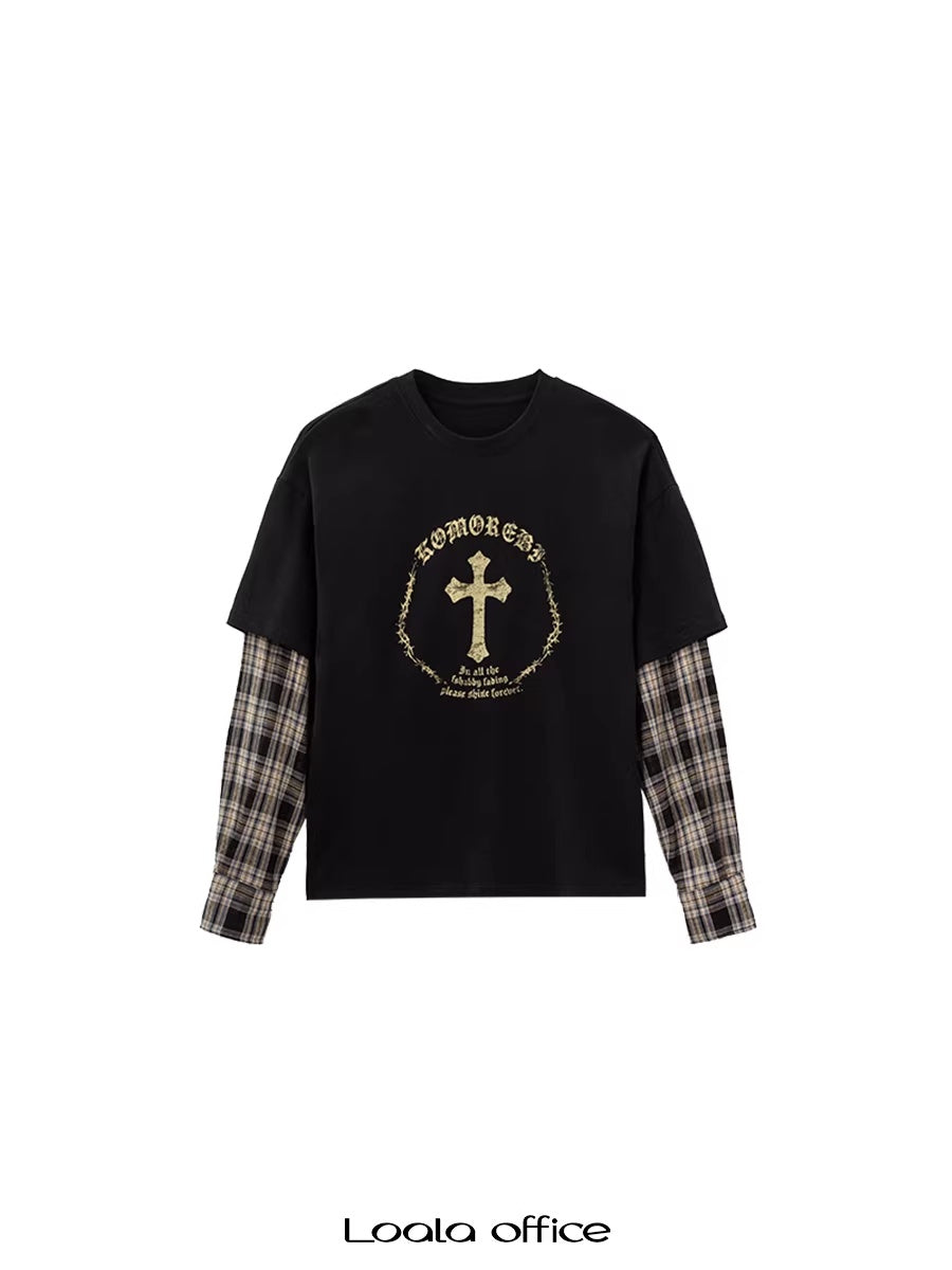 LoalaOffice_Pure_Cotton_Letter_Print_Oversized_Drop_Shoulder_Crewneck_Longsleeve_Women_Tops_MISSTT