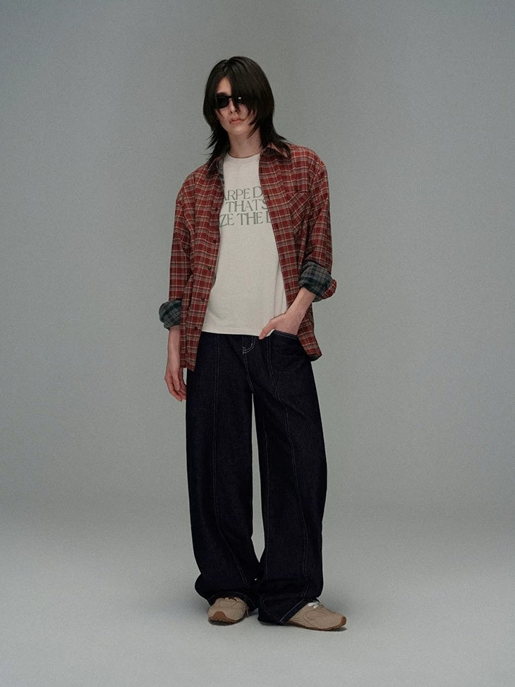 LoalaOffice Shape Retaining Casual Straight Fit Women Plaid Button Blouse Tops