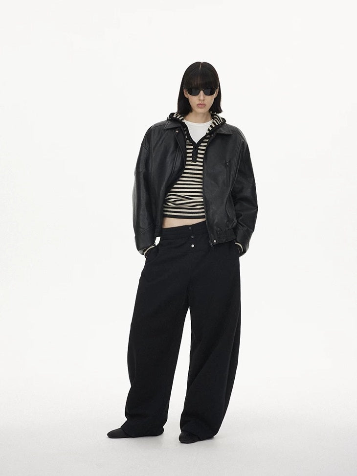 LoalaOffice Soft Acrylic Blend Knit Slim Fit V Neck Buttoned Long Sleeve Women Striped Tops