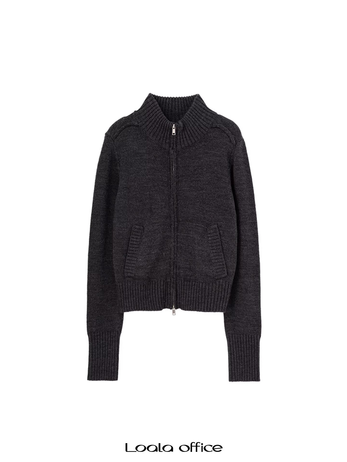 LoalaOffice_Soft_Wool_Blend_Open_Front_Cardigan_Turned_Collar_Long_Sleeve_Women_Sweater_Tops_MISSTT