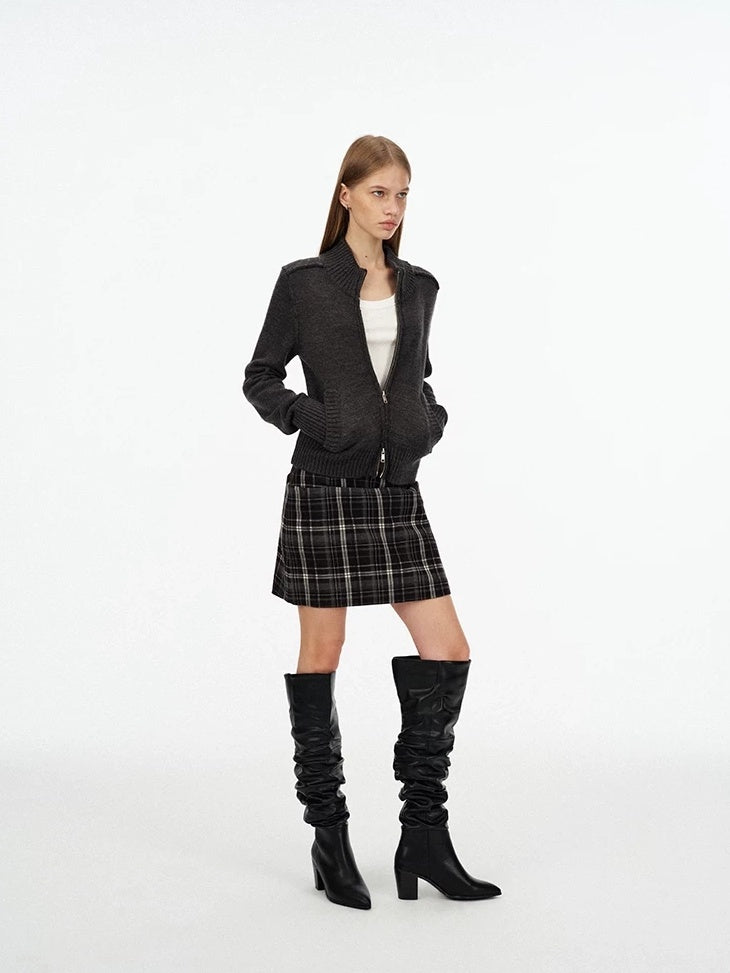 LoalaOffice Soft Wool Blend Open Front Cardigan Turned Collar Long Sleeve Women Sweater Tops