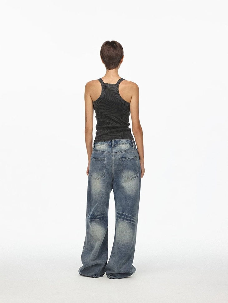 LoalaOffice Stretch Fitted Distressed Tank Printed Cotton Built In Bra Office Women Tops