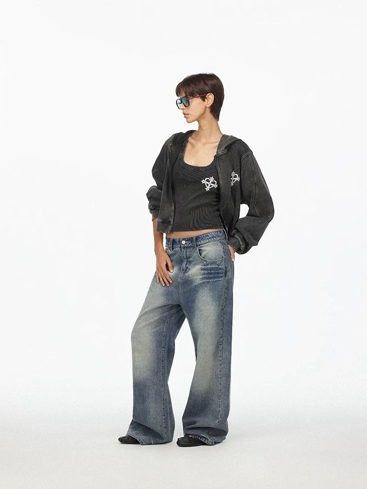 LoalaOffice Stretch Fitted Distressed Tank Printed Cotton Built In Bra Office Women Tops