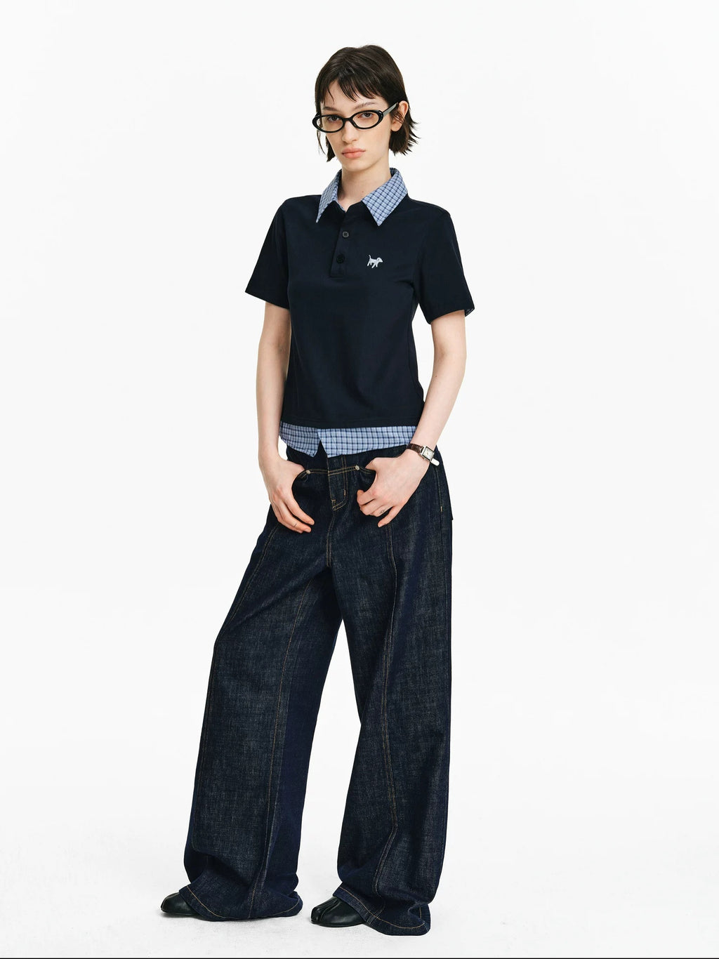 PCLP 100% Cotton Loose Fit Modern Youth Casual Navy Short Sleeve T-Shirt