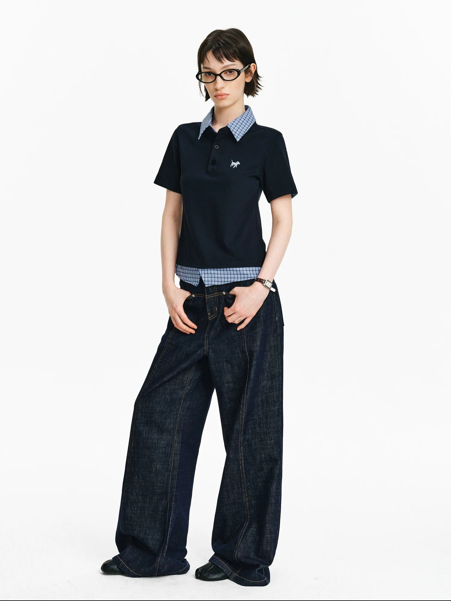 PCLP 100% Cotton Loose Fit Modern Youth Casual Navy Short Sleeve T-Shirt