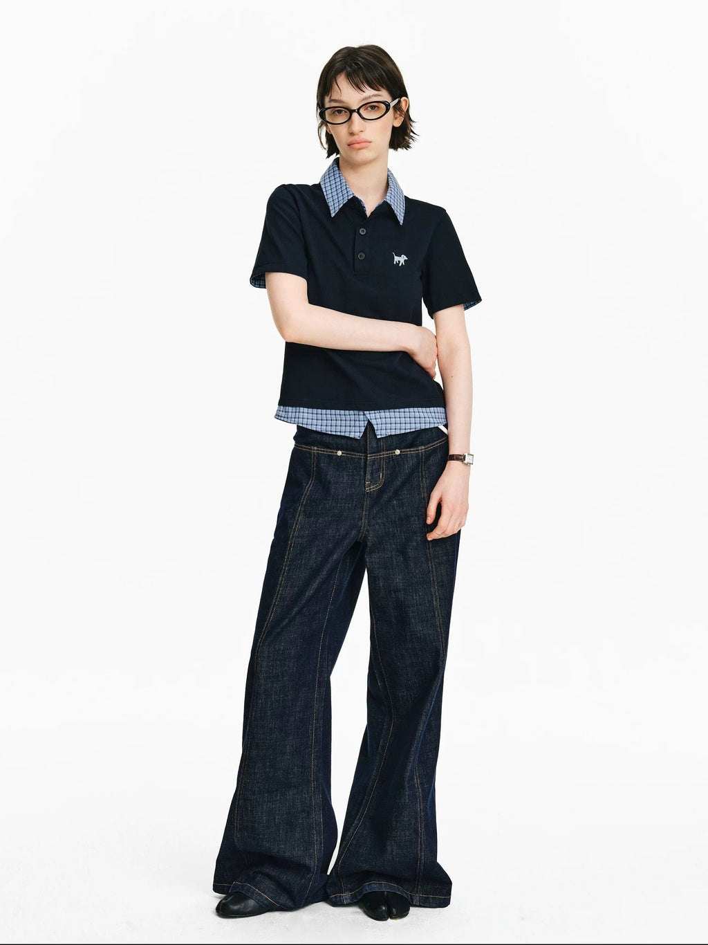 PCLP 100% Cotton Loose Fit Modern Youth Casual Navy Short Sleeve T-Shirt