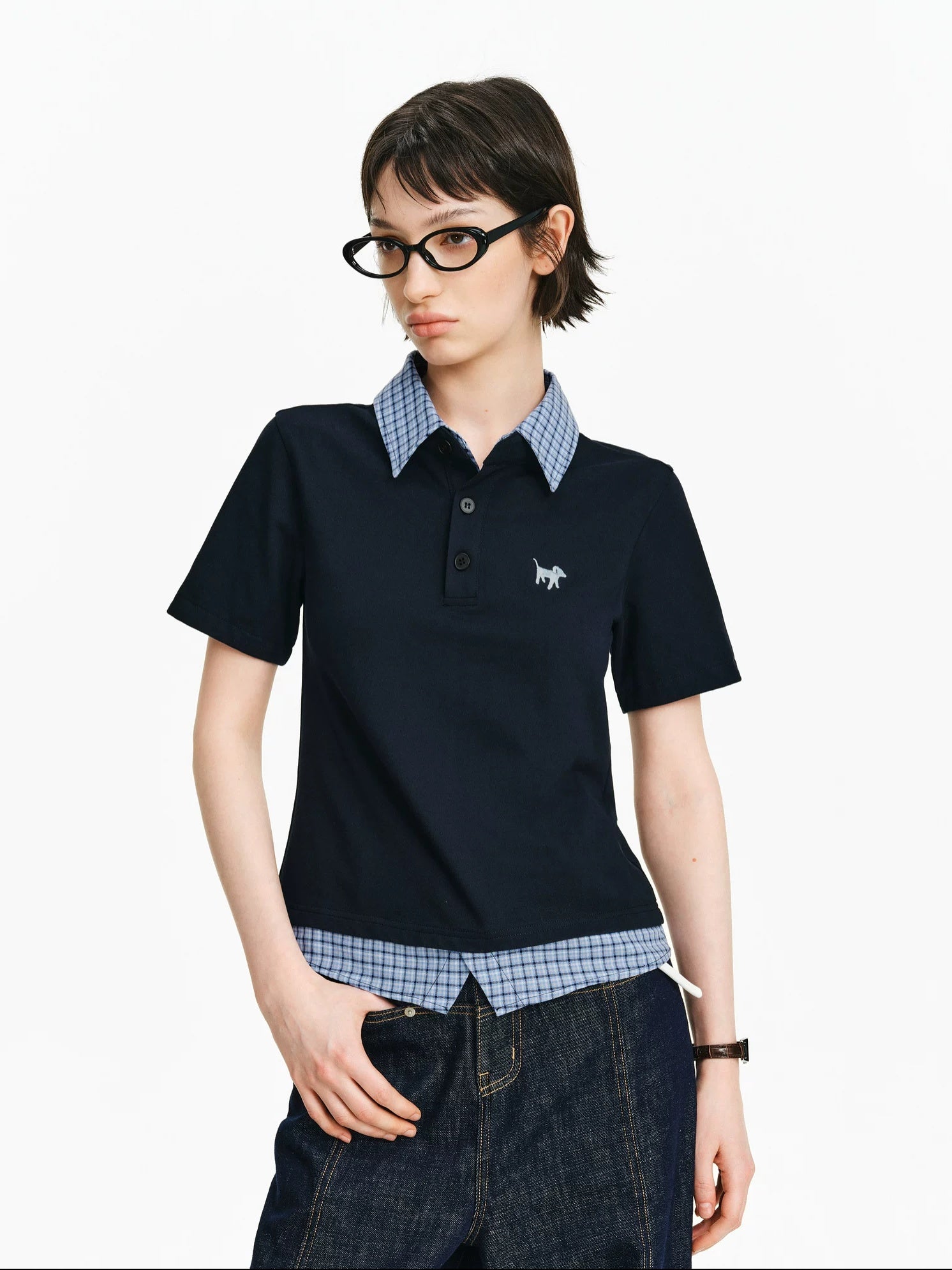 PCLP 100% Cotton Loose Fit Modern Youth Casual Navy Short Sleeve T-Shirt